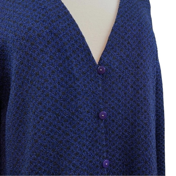 Brenda French Rags Santana Knit Buttoned Long Cardigan Sweater Blue Black 2 M/L - Picture 4 of 6